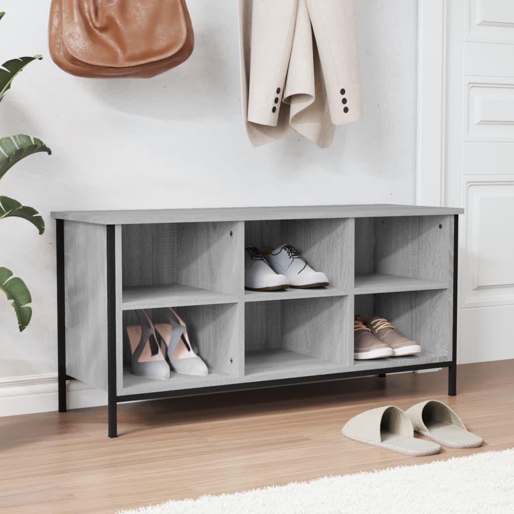 Schuhregal 100X35X Holzwerkstoff Grau Sonoma