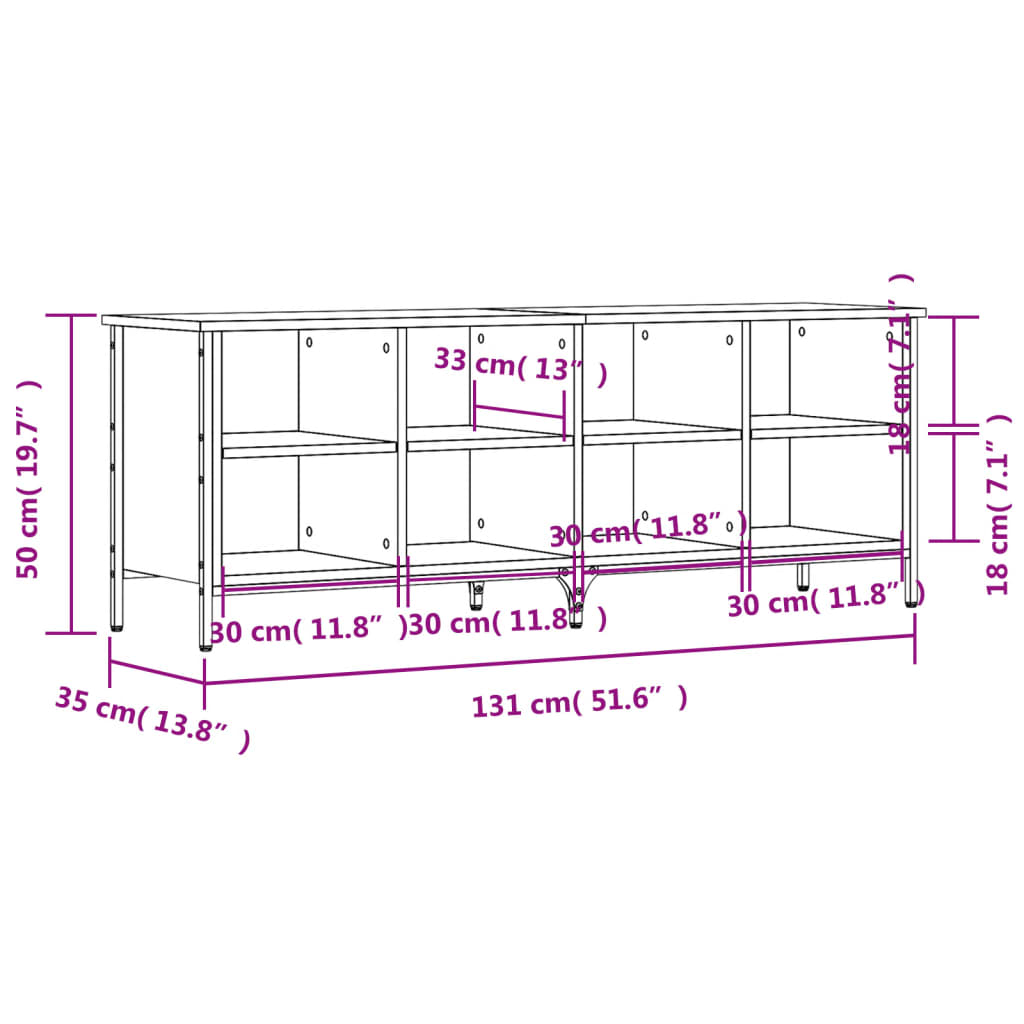 Schuhregal Sonoma-Eiche 131X35X Holzwerkstoff Sonoma Eiche