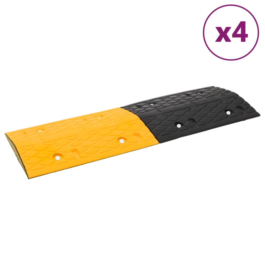Bodenschwellen 4 Stk. Gelb & Schwarz 97X32,5X4 Cm Gummi