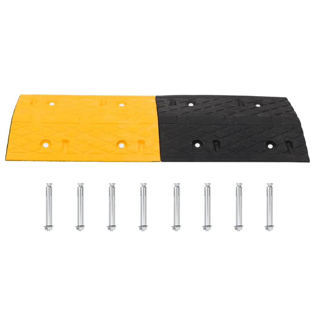 Bodenschwellen 4 Stk. Gelb & Schwarz 97X32,5X4 Cm Gummi