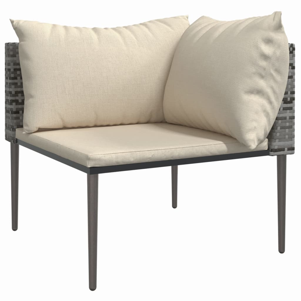 3-Tlg. Garten-Lounge-Set Mit Kissen Grau Poly Rattan Grau