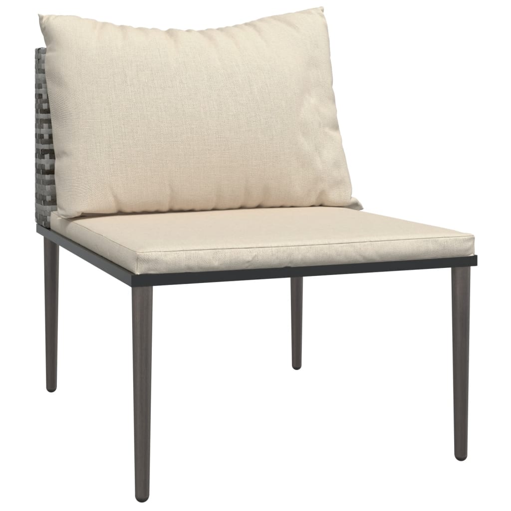 3-Tlg. Garten-Lounge-Set Mit Kissen Grau Poly Rattan Grau