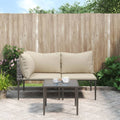 3-Tlg. Garten-Lounge-Set Mit Kissen Grau Poly Rattan Grau