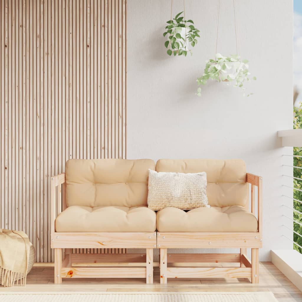 3-Tlg. Garten-Lounge-Set Massivholz Kiefer Natürliche Kiefer
