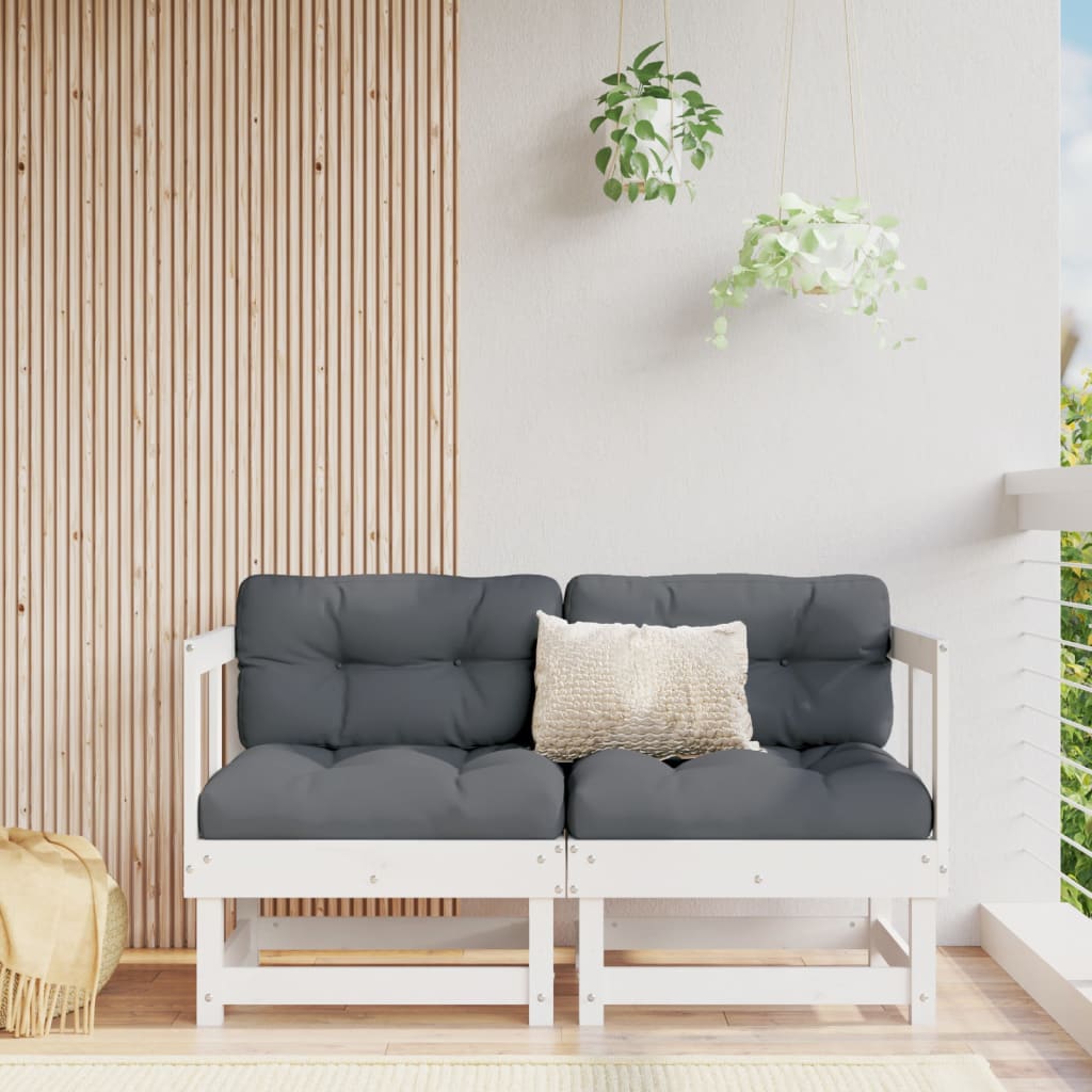 3-Tlg. Garten-Lounge-Set Weiß Massivholz Kiefer Weiße Kiefer