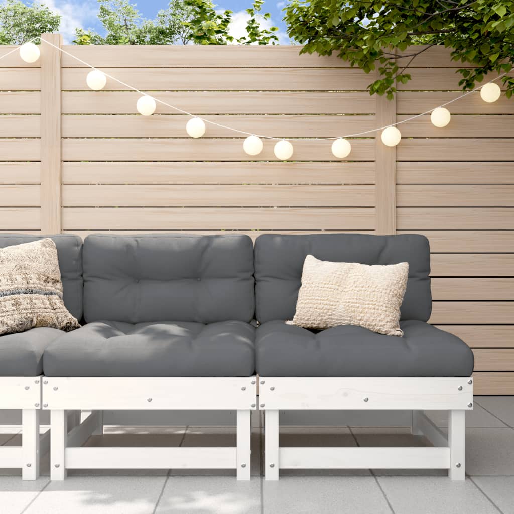 3-Tlg. Garten-Lounge-Set Weiß Massivholz Kiefer Weiße Kiefer