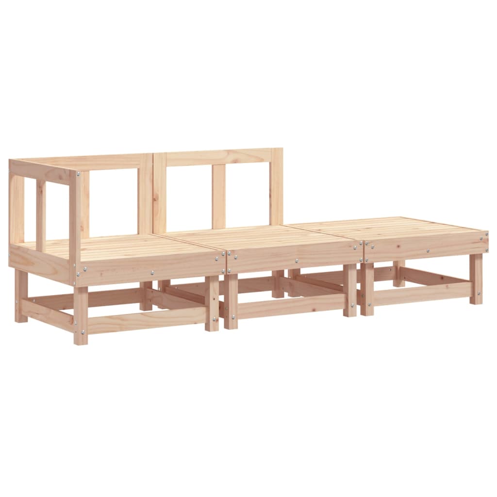 3-Tlg. Garten-Lounge-Set Massivholz Kiefer Natürliche Kiefer