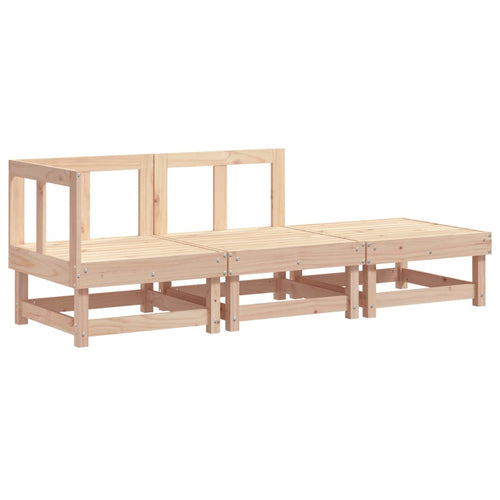 3-Tlg. Garten-Lounge-Set Massivholz Kiefer Natürliche Kiefer