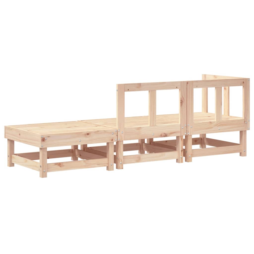 3-Tlg. Garten-Lounge-Set Massivholz Kiefer Natürliche Kiefer