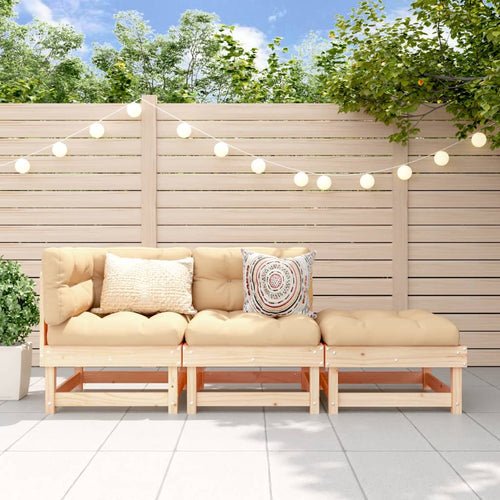 3-Tlg. Garten-Lounge-Set Massivholz Kiefer Natürliche Kiefer