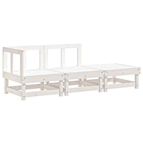 3-Tlg. Garten-Lounge-Set Weiß Massivholz Kiefer Weiße Kiefer