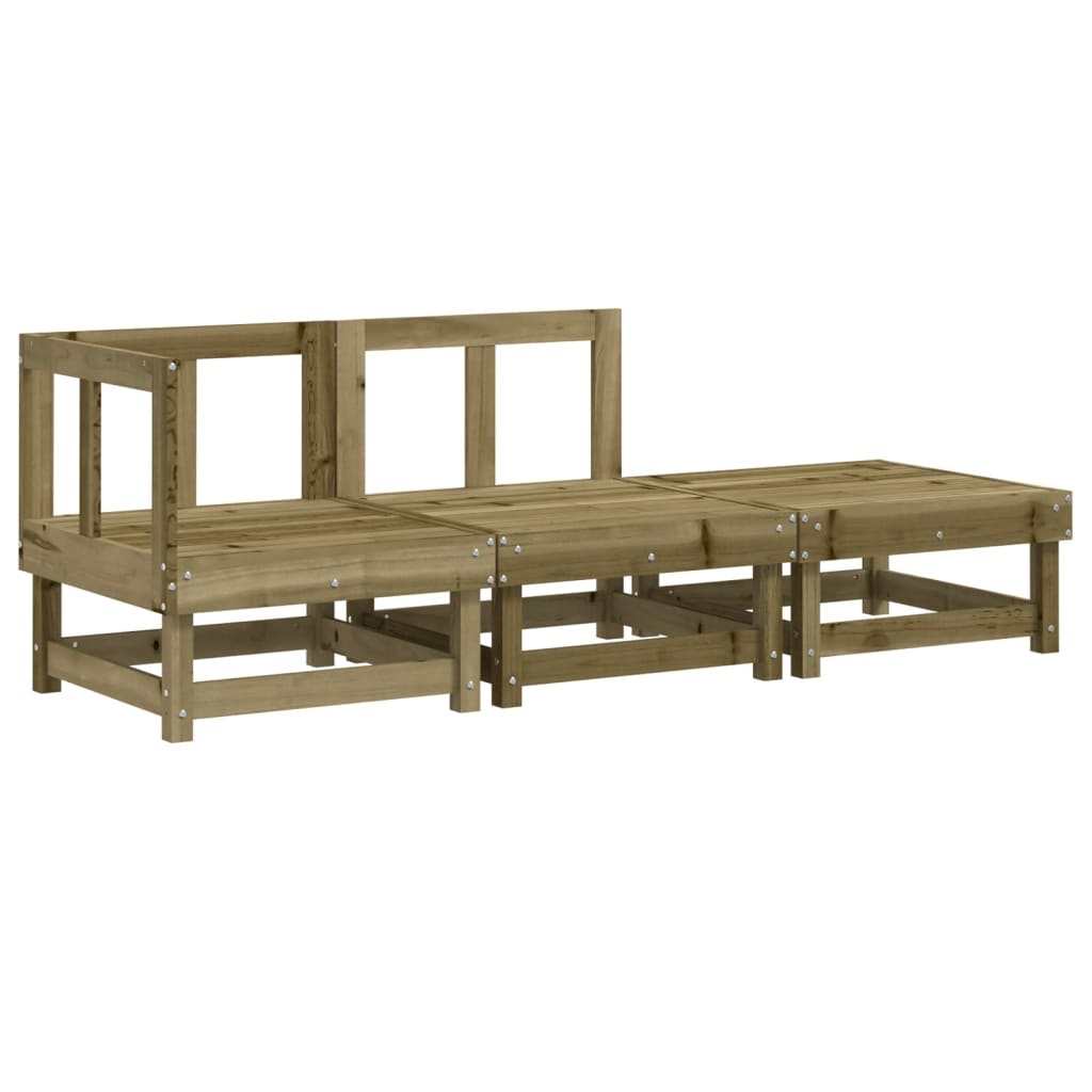 3-Tlg. Garten-Lounge-Set Kiefernholz Imprägniert Natürlich Imprägniert