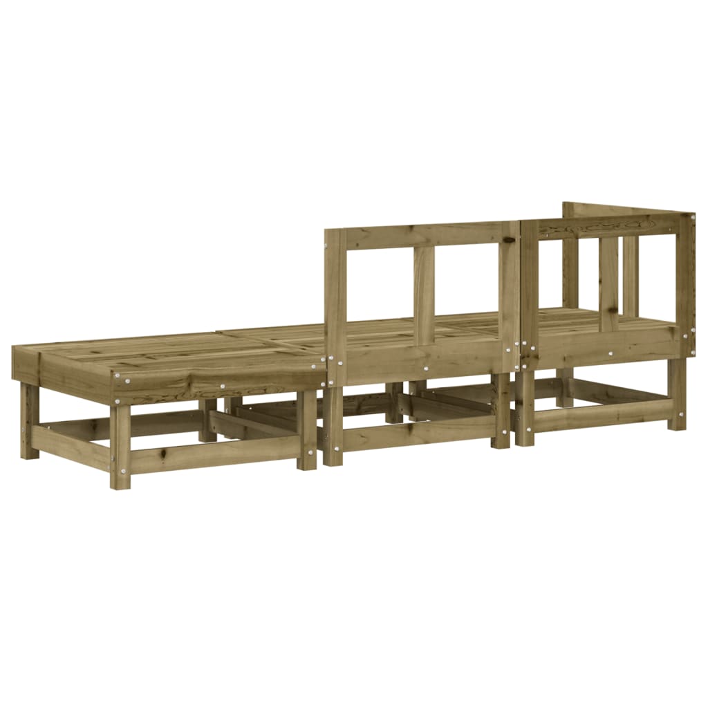3-Tlg. Garten-Lounge-Set Kiefernholz Imprägniert Natürlich Imprägniert