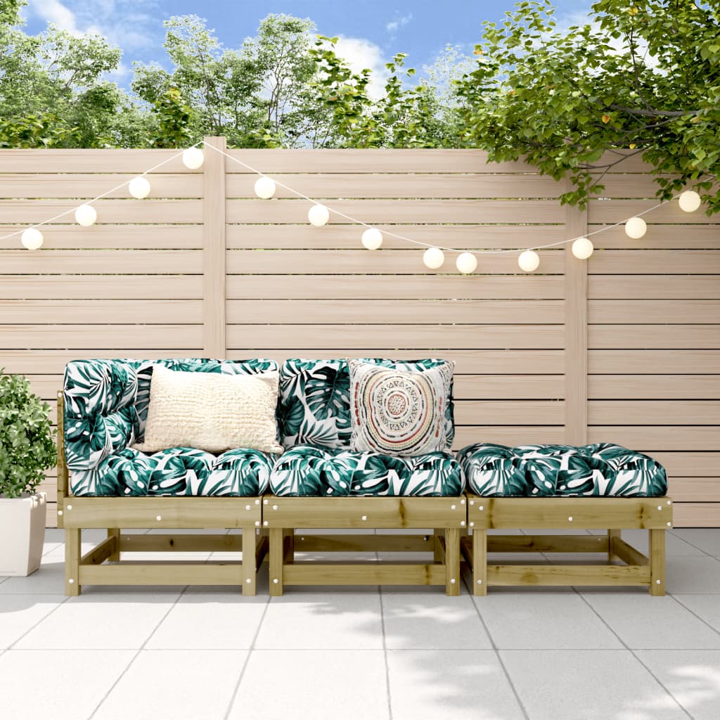 3-Tlg. Garten-Lounge-Set Kiefernholz Imprägniert Natürlich Imprägniert