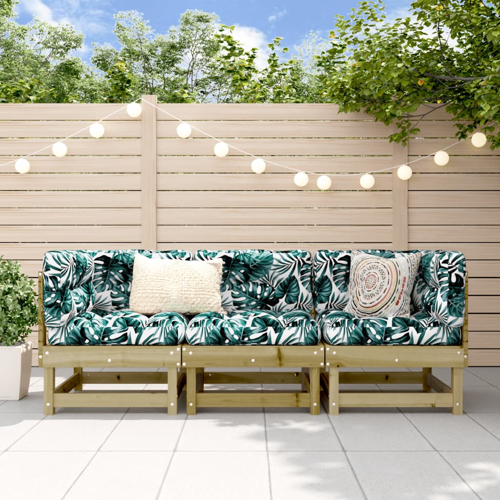 3-Tlg. Garten-Lounge-Set Kiefernholz Imprägniert Natürlich Imprägniert