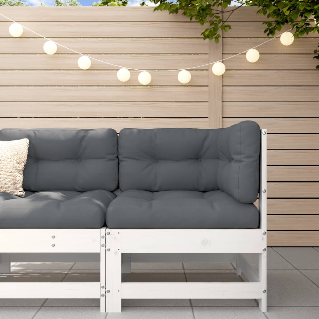 3-Tlg. Garten-Lounge-Set Weiß Massivholz Kiefer Weißes Kiefernholz