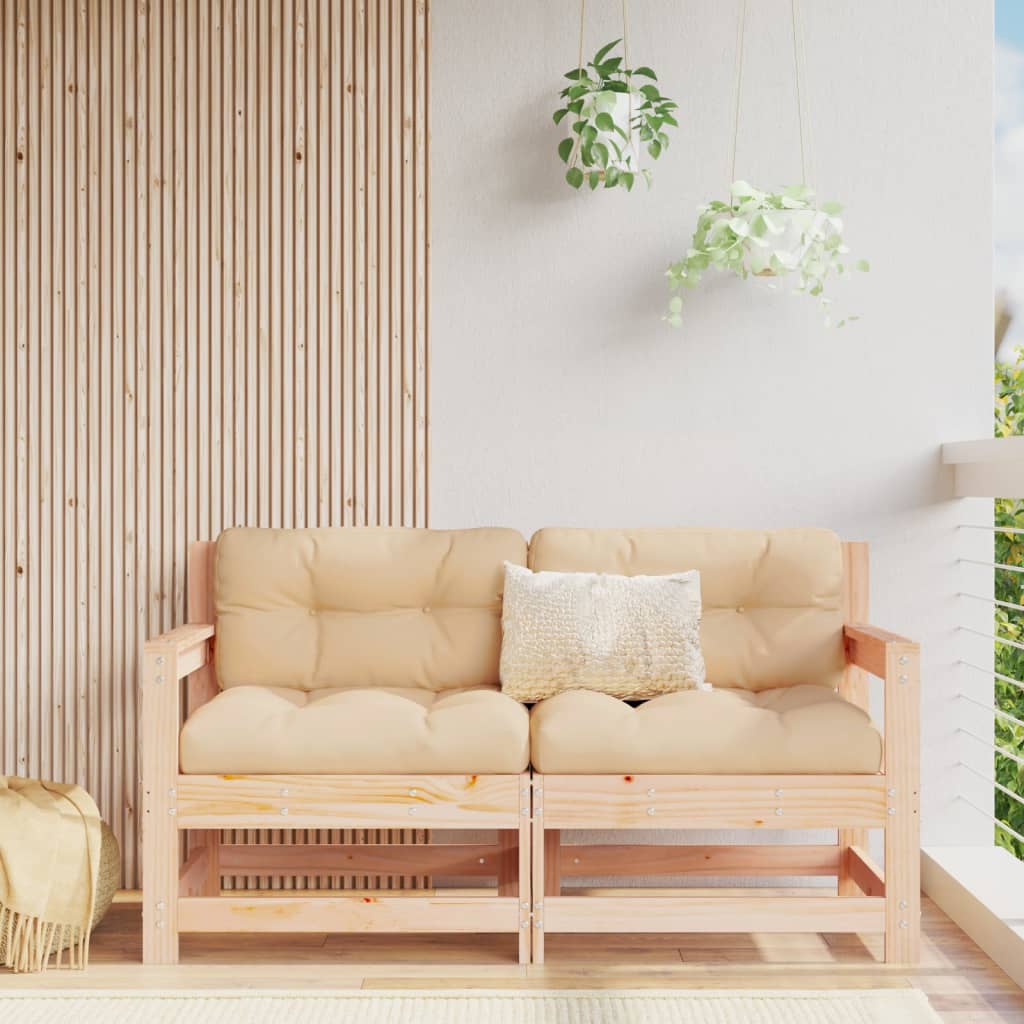 3-Tlg. Garten-Lounge-Set Massivholz Kiefer Unbehandeltes Kiefernholz