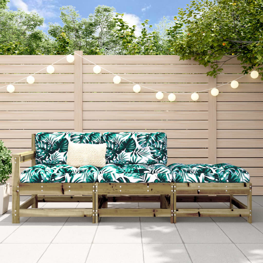 3-Tlg. Garten-Lounge-Set Kiefernholz Imprägniert Imprägniertes Kiefernholz