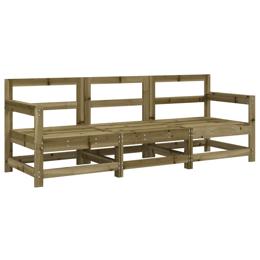 3-Tlg. Garten-Lounge-Set Kiefernholz Imprägniert Imprägniertes Kiefernholz