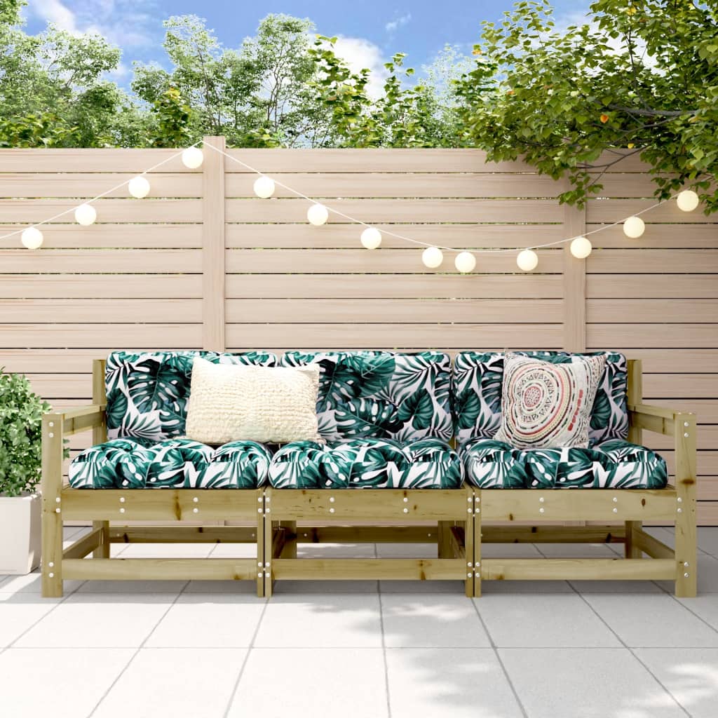 3-Tlg. Garten-Lounge-Set Kiefernholz Imprägniert Imprägniertes Kiefernholz