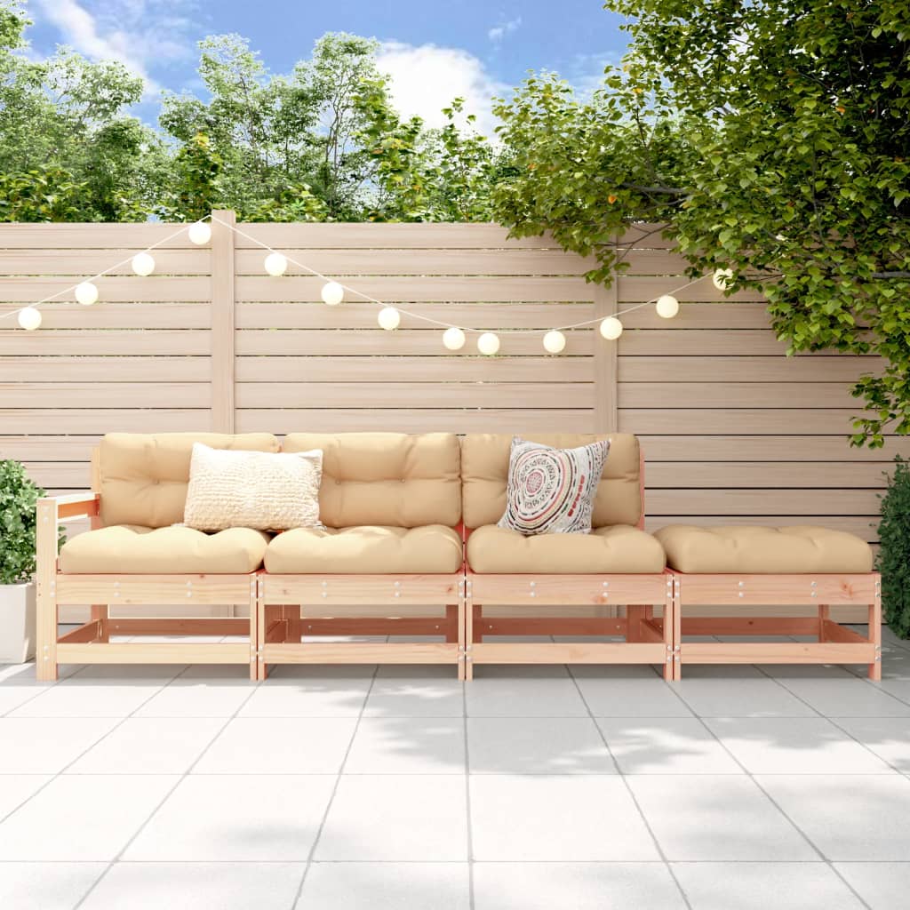 3-Tlg. Garten-Lounge-Set Massivholz Kiefer Unbehandeltes Kiefernholz