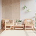 3-Tlg. Garten-Lounge-Set Massivholz Kiefer Natürliche Kiefer