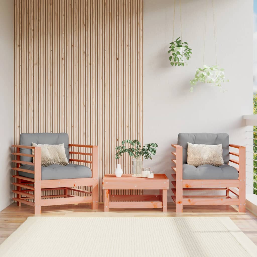 3-Tlg. Garten-Lounge-Set Massivholz Douglasie Natürliches Douglasie