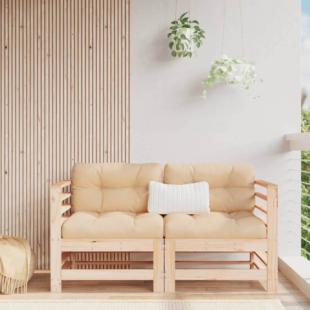 3-Tlg. Garten-Lounge-Set Massivholz Kiefer Natürliche Kiefer