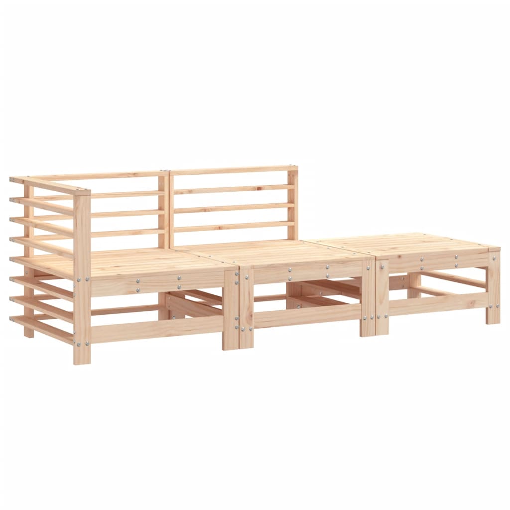 3-Tlg. Garten-Lounge-Set Massivholz Kiefer Natürliche Kiefer
