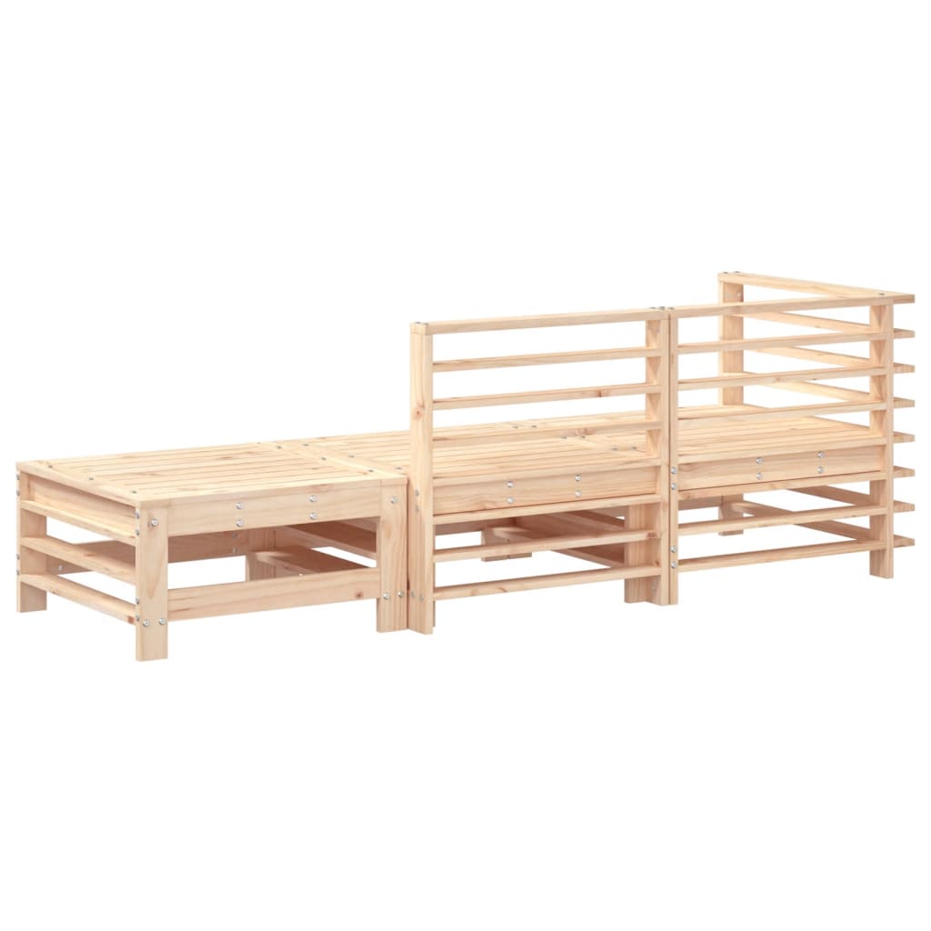 3-Tlg. Garten-Lounge-Set Massivholz Kiefer Natürliche Kiefer