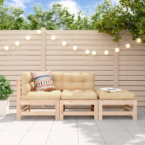 3-Tlg. Garten-Lounge-Set Massivholz Kiefer Natürliche Kiefer