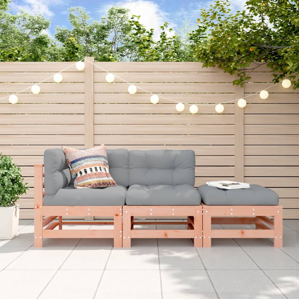 3-Tlg. Garten-Lounge-Set Massivholz Douglasie Natürliches Douglasie