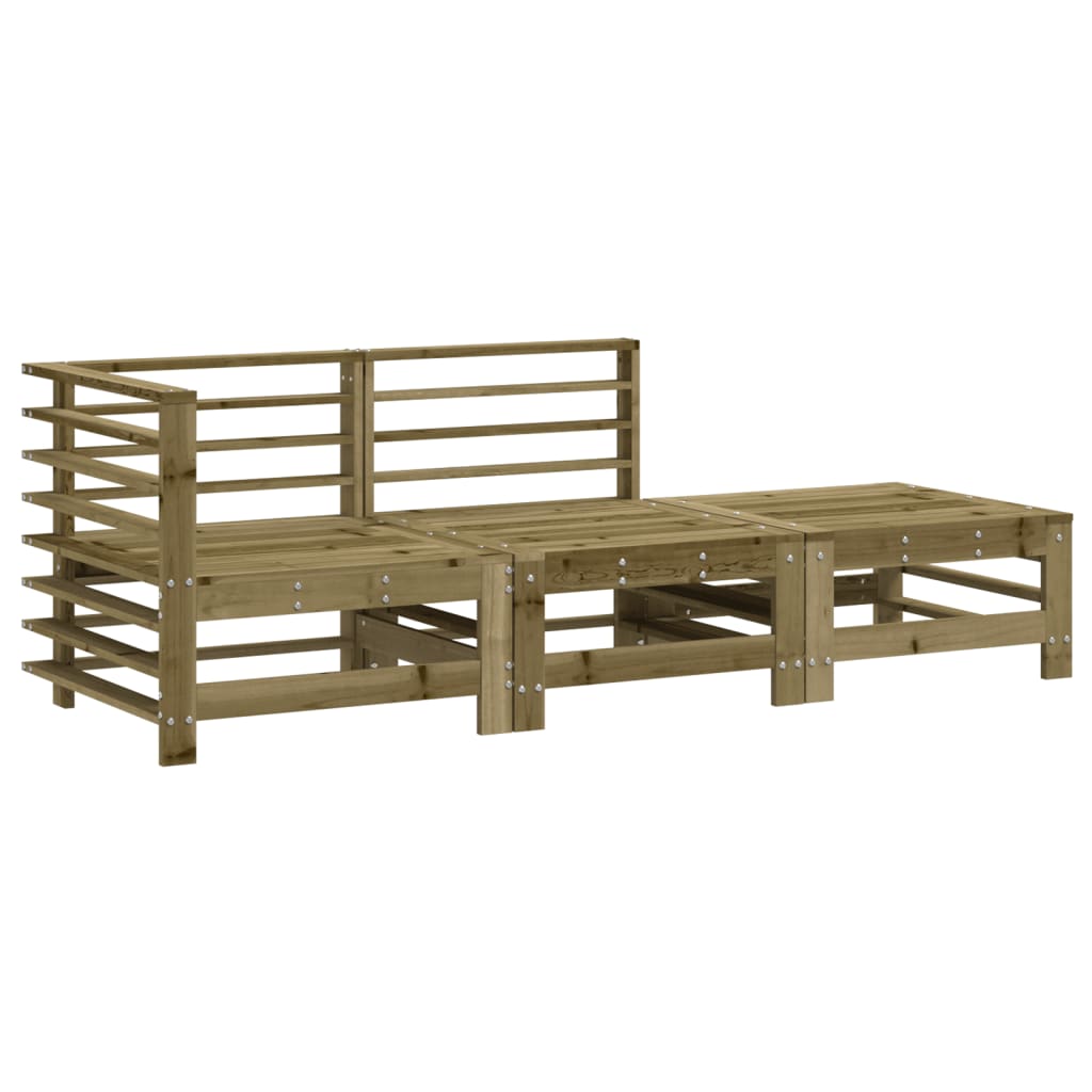 3-Tlg. Garten-Lounge-Set Kiefernholz Imprägniert Natürlich Imprägniert
