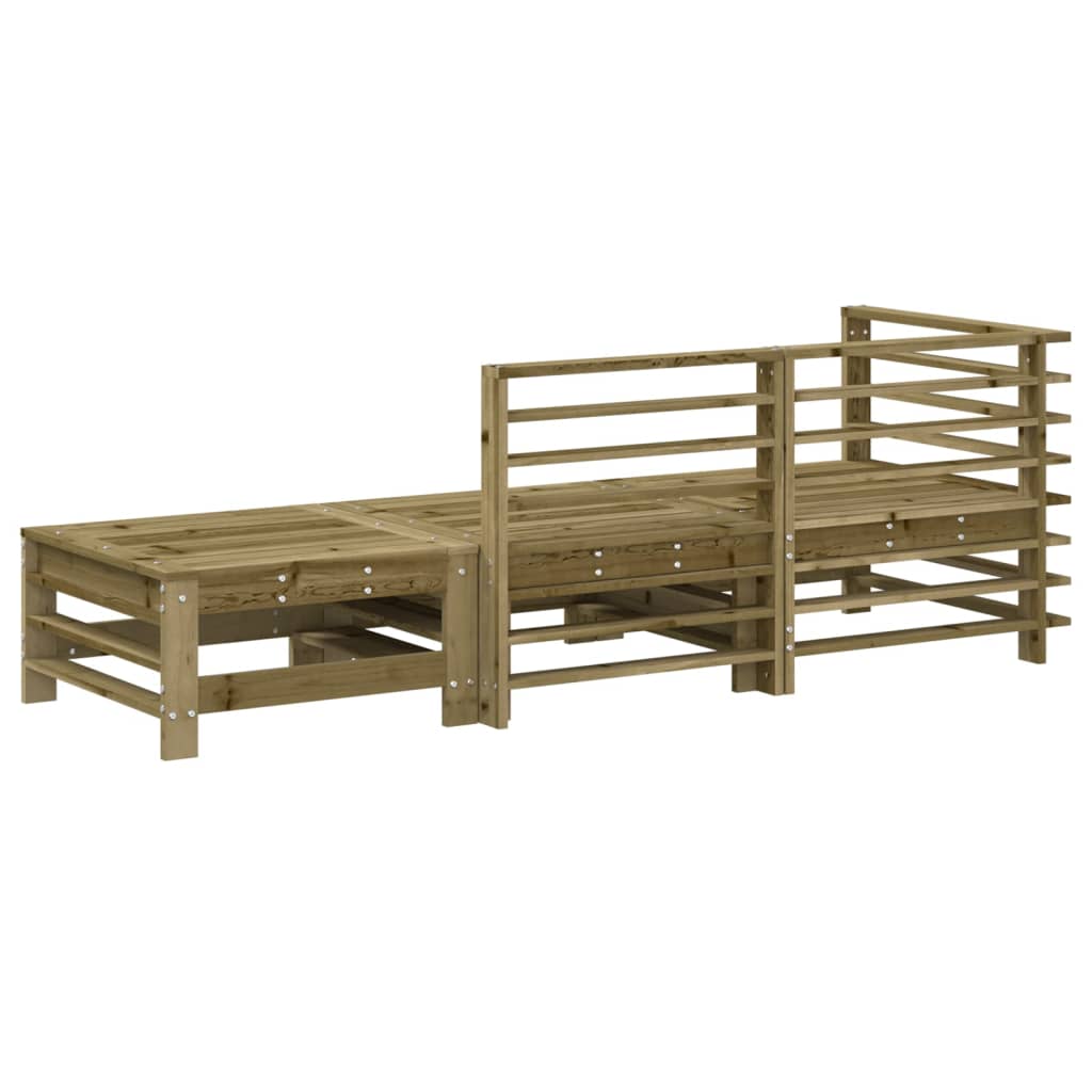 3-Tlg. Garten-Lounge-Set Kiefernholz Imprägniert Natürlich Imprägniert