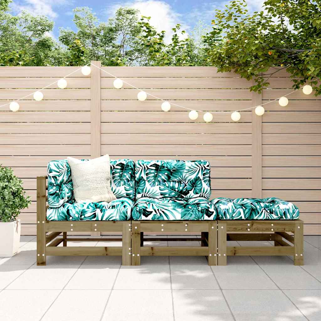 3-Tlg. Garten-Lounge-Set Kiefernholz Imprägniert Natürlich Imprägniert