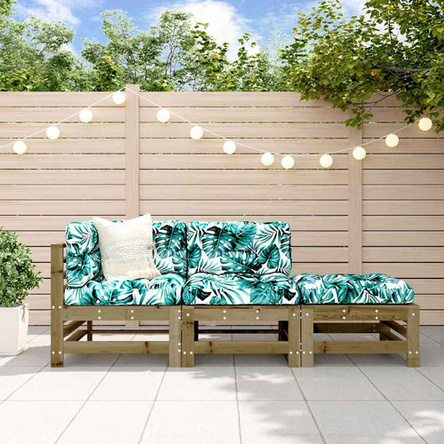 3-Tlg. Garten-Lounge-Set Kiefernholz Imprägniert Natürlich Imprägniert
