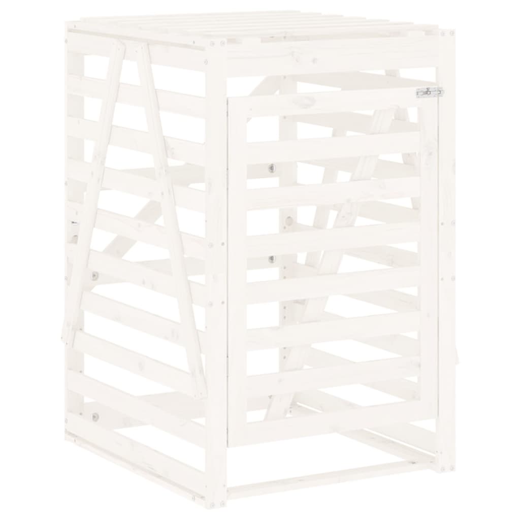 Mülltonnenbox Weiß 84X90X128,5 Cm Massivholz Kiefer Weiße Kiefer