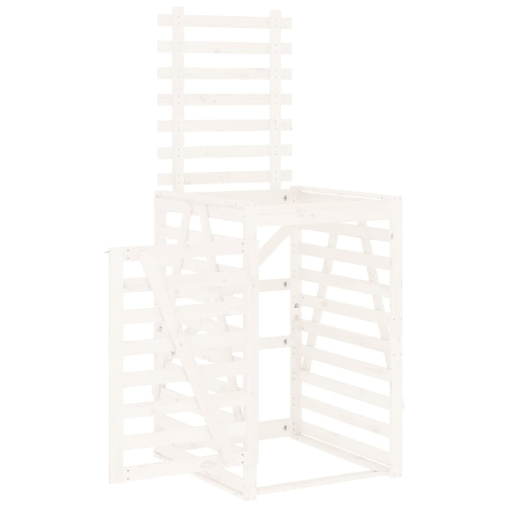 Mülltonnenbox Weiß 84X90X128,5 Cm Massivholz Kiefer Weiße Kiefer