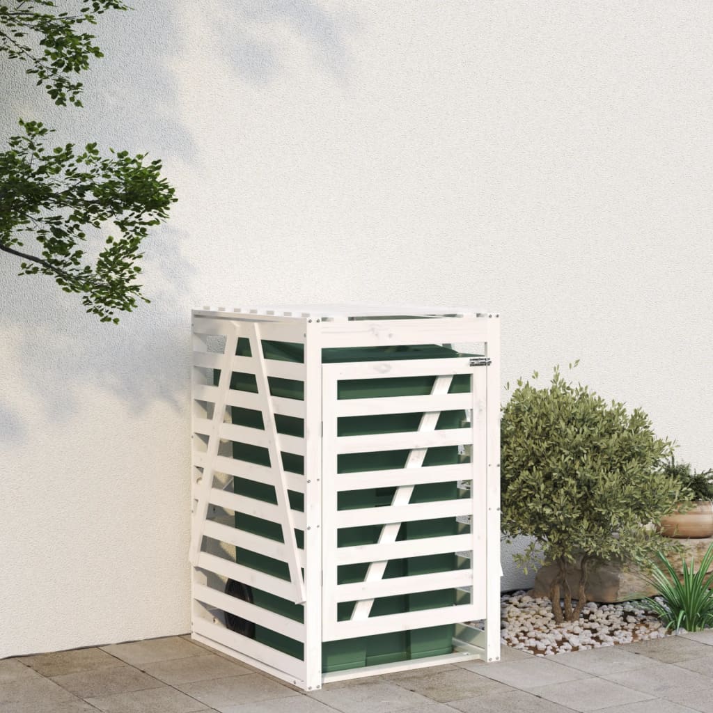 Mülltonnenbox Weiß 84X90X128,5 Cm Massivholz Kiefer Weiße Kiefer