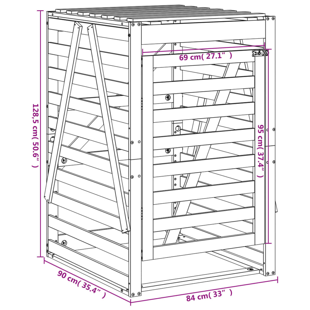 Mülltonnenbox Grau 84X90X128,5 Cm Massivholz Kiefer Graue Kiefer