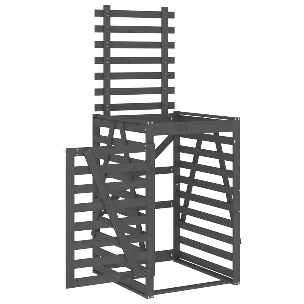 Mülltonnenbox Grau 84X90X128,5 Cm Massivholz Kiefer Graue Kiefer