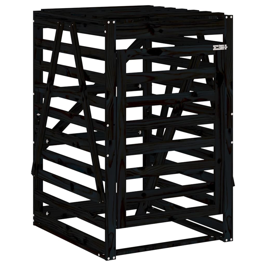 Mülltonnenbox Schwarz 84X90X128,5 Cm Massivholz Kiefer Schwarze Kiefer