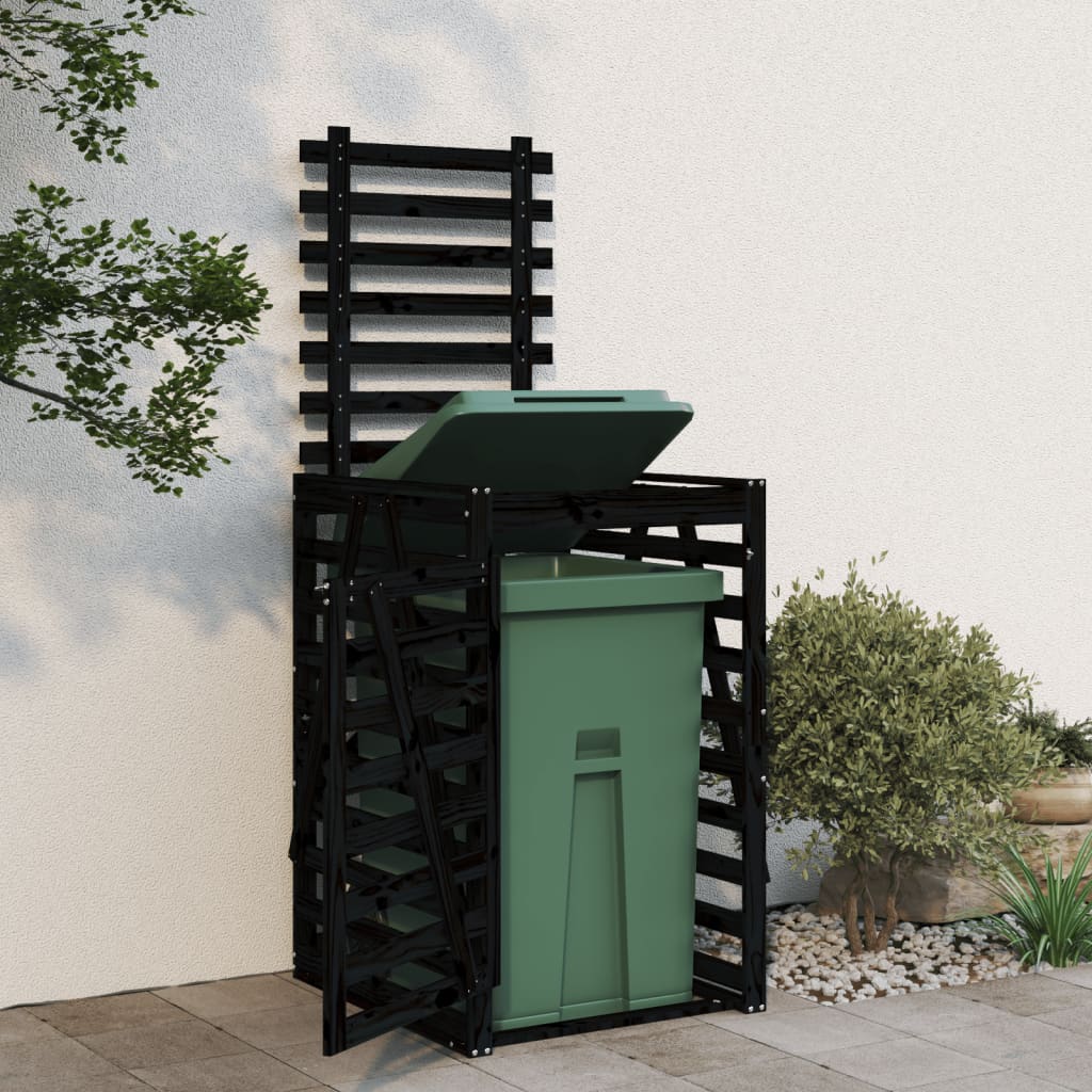 Mülltonnenbox Schwarz 84X90X128,5 Cm Massivholz Kiefer Schwarze Kiefer