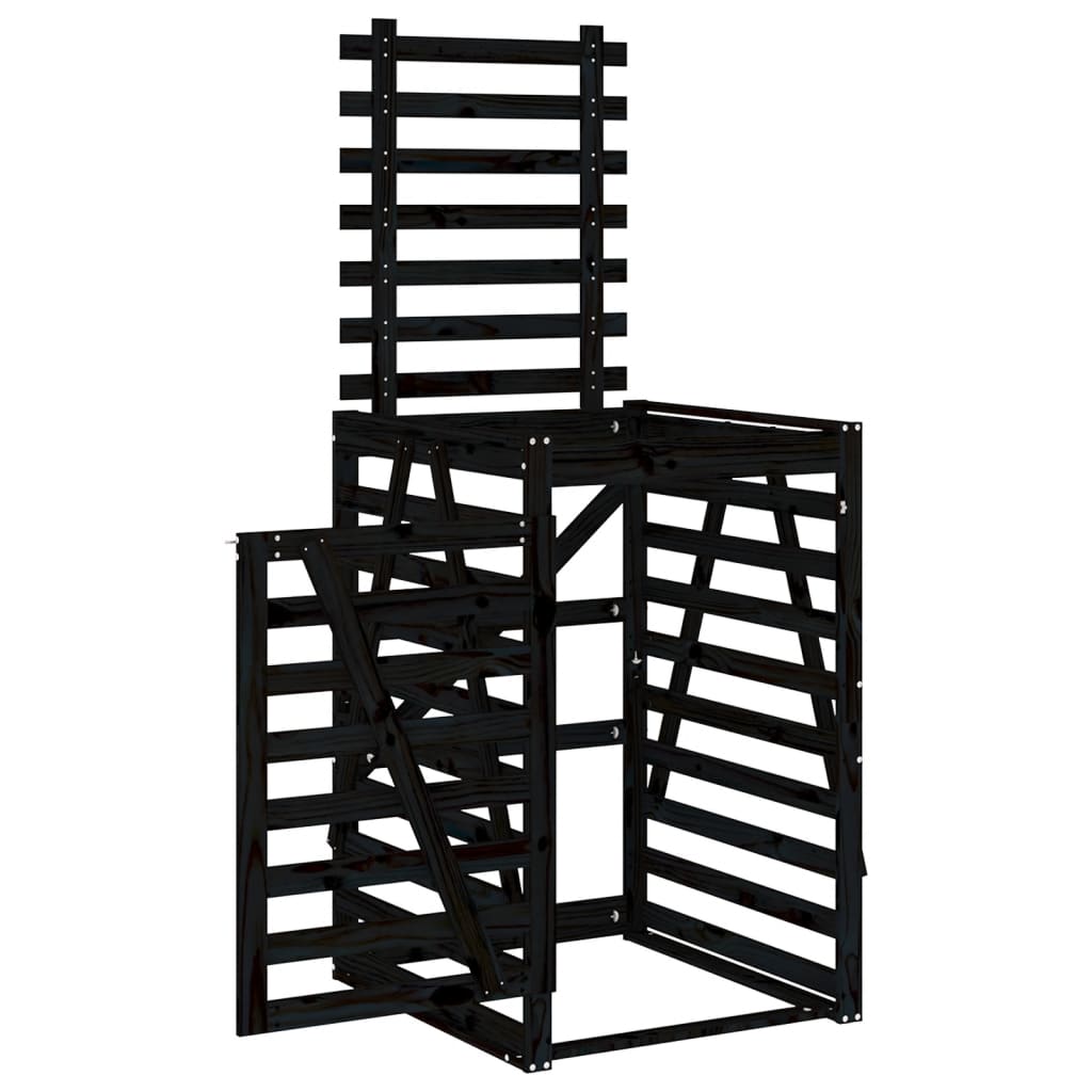 Mülltonnenbox Schwarz 84X90X128,5 Cm Massivholz Kiefer Schwarze Kiefer