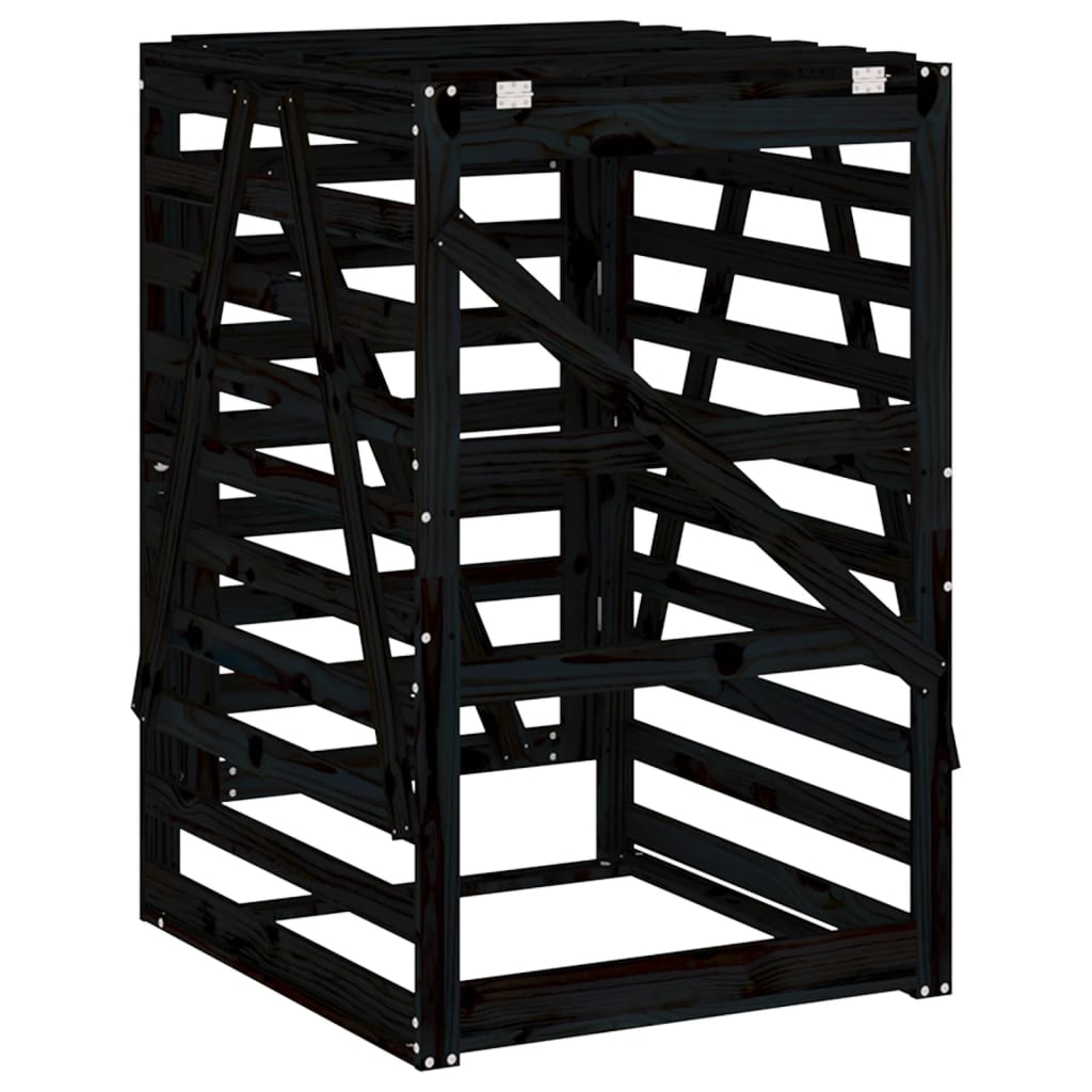 Mülltonnenbox Schwarz 84X90X128,5 Cm Massivholz Kiefer Schwarze Kiefer