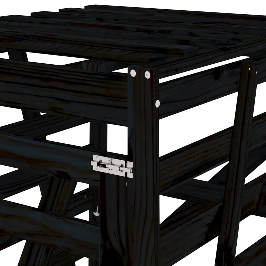 Mülltonnenbox Schwarz 84X90X128,5 Cm Massivholz Kiefer Schwarze Kiefer