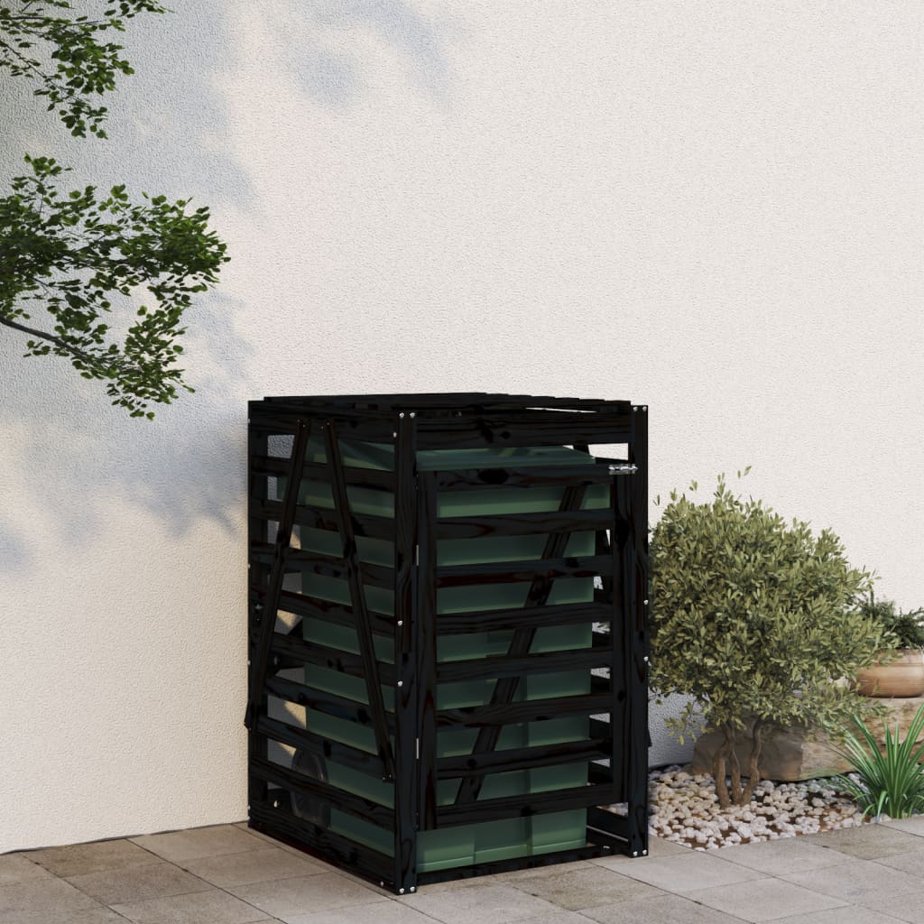 Mülltonnenbox Schwarz 84X90X128,5 Cm Massivholz Kiefer Schwarze Kiefer