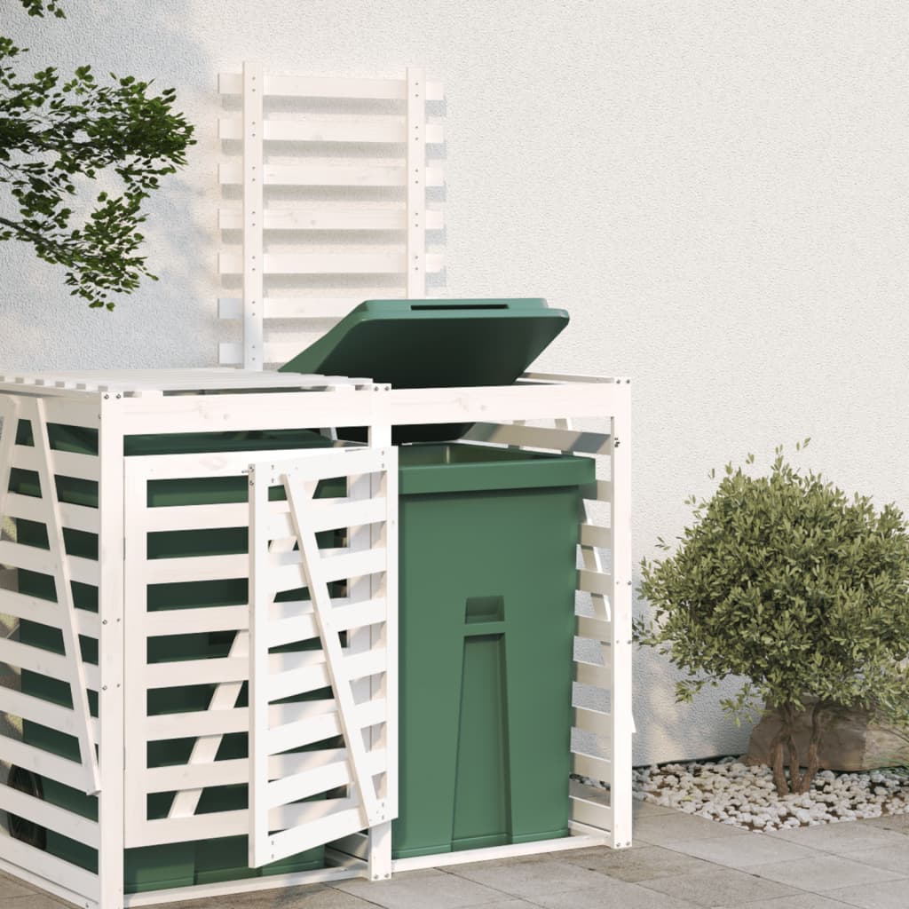 Mülltonnenbox Weiß 84X90X128,5 Cm Massivholz Kiefer Weiße Kiefer