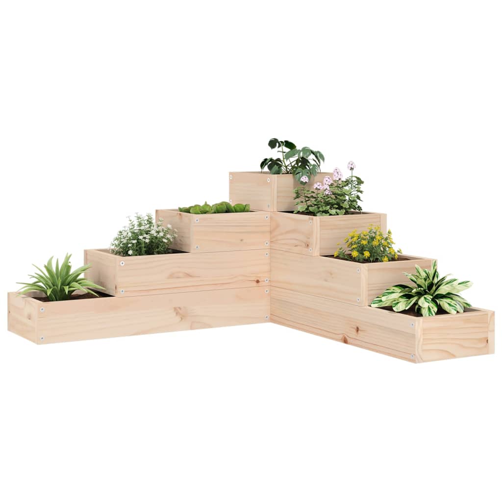 Pflanzentreppe 4 Stufen 106X104,5X36 Cm Weiß Massivholz Kiefer