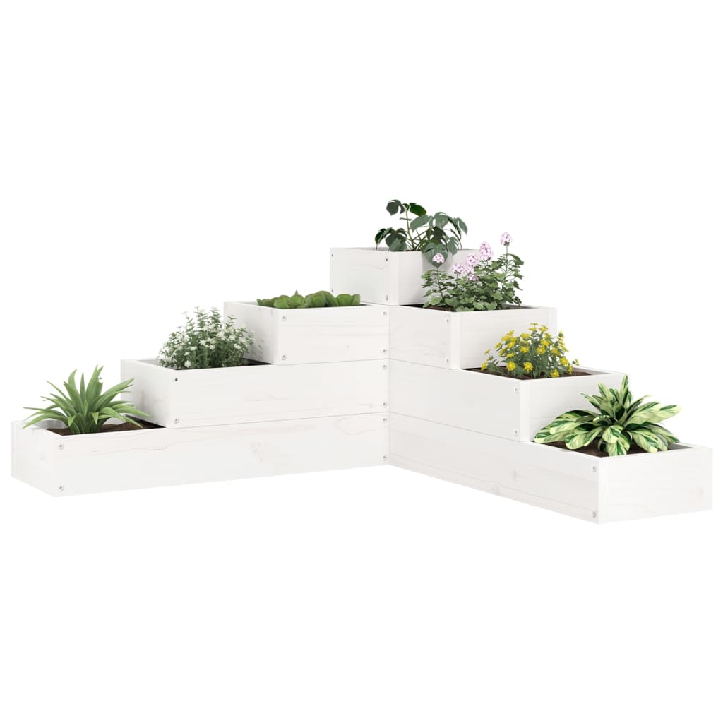 Pflanzentreppe 4 Stufen 106X104,5X36 Cm Weiß Massivholz Kiefer